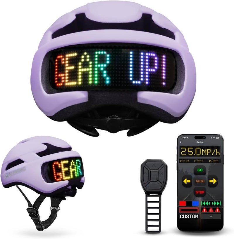 Docgari Bike Helmet with Light - Bike Helmet with DIY LED Screen for Scooter, Bicycle, Skateboard - LED Display Helmet with Customizable Patterns - Bicycle Helmet Light for Adult Men and Women - Image 1